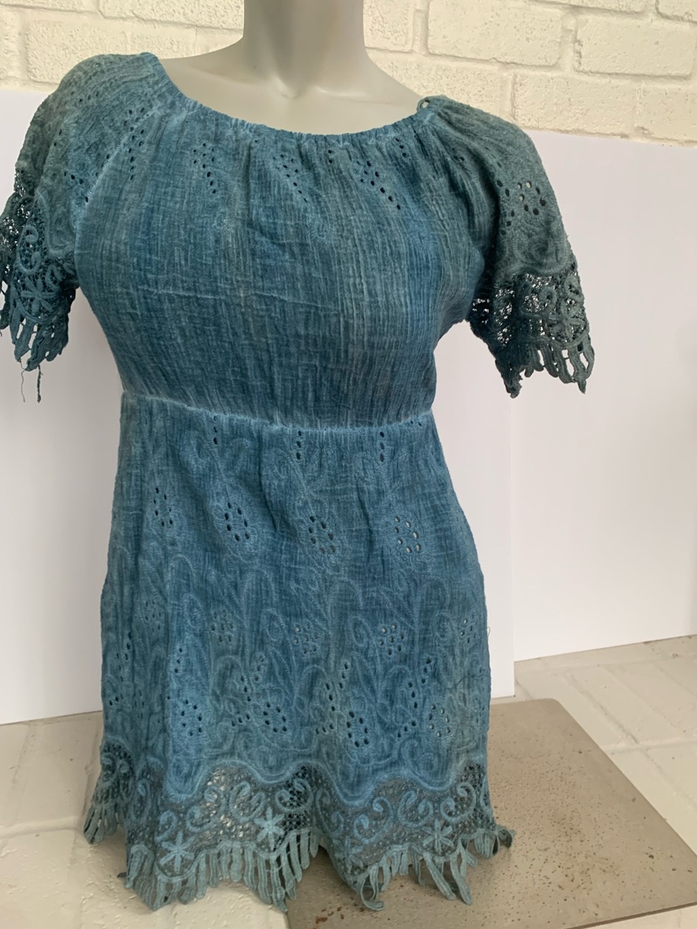Blue Eyelet Lace mini